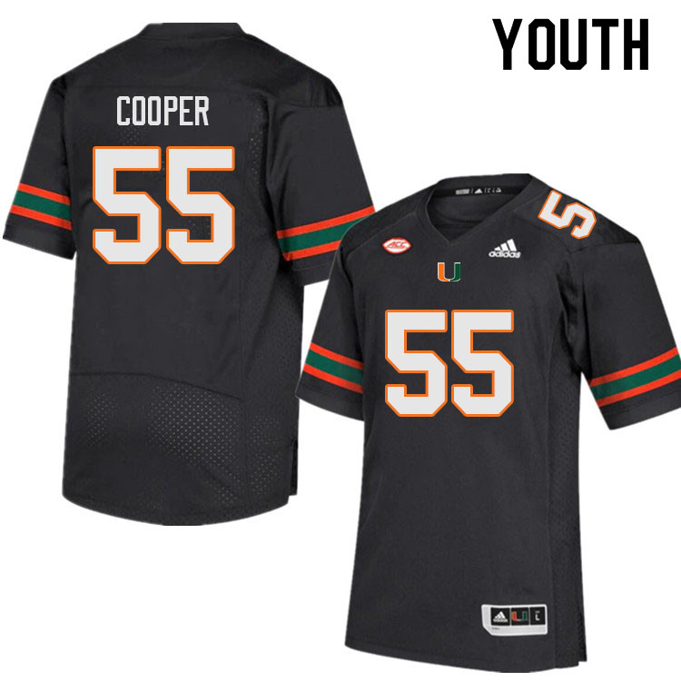Youth #55 Anez Cooper Miami Hurricanes College Football Jerseys Sale-Black